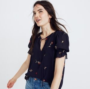 Madewell Embroidered Zephyr Ruffle - Sleeve Top